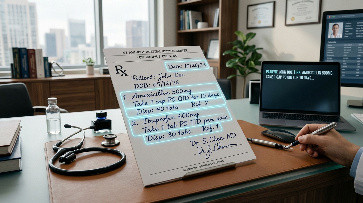 Physician handwritten prescription optical scan demonstration